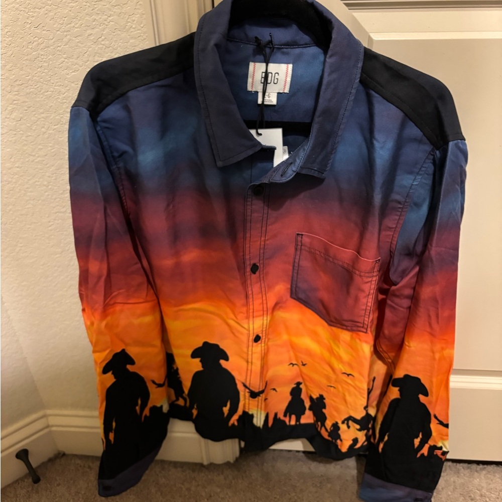 BDG Red and Orange Lightweight Shirt Jacket